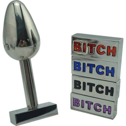 4 color stainless steel special letter large anal butt plug metal anal beads fetish insert sex toys for men and women