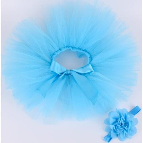 Turquoise Baby Girls Tutu Skirt & Headband Set Newborn Photo Prop Costume Infant Birthday Fluffy TUTU Outfit For 0-12M