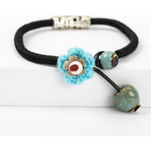 Hand Made Flower Cearmic Beads Bracelets DIY fasion Charm Bracelet For Women #GY530