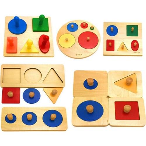 Wooden Geometric Puzzle Board Kids Educational Jigsaw Stacker Toddler Wooden Toys For Children Gift Montessori Kids Toys 48% Off