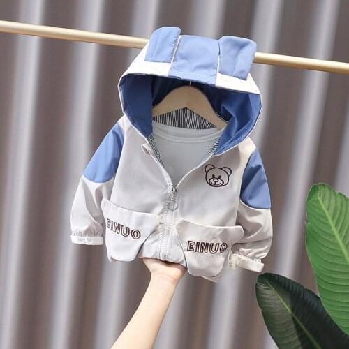 Children Jackets Autumn Spring Kids Outerwear Coats Bear with Hood Long Sleeve Boys Coat for Boy Baby Windbreaker Kids Clothing