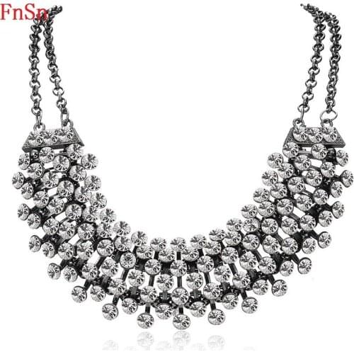 FnSn New 2017 Hot Summer Necklace Charm Crystal Choker Trendy Collier Zinc Alloy Chain Women Collar Gift Jewelry wholesale N110