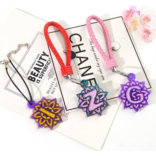 3Pcs Mandala Alphabet Resin Molds 26 Letters Molds Keychain Molds Epoxy Molds for Keychains Fridge Magnets Phone Grips