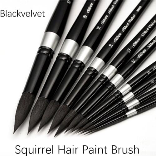 1pc Blackvelvet Squirrel Hair Paint Brushes Black Handle Professional Artist Painting Tools Watercolor Brush 3000S 3007S
