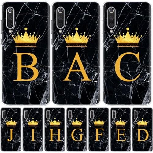 Crown Custom 26 Letter A Phone Case for Xiaomi Redmi Note 10 9S 9 8T 9 8 7 7A 8A 9A 9C 6A 6 S2 K20 S30 Pro Fashion Cover Capa