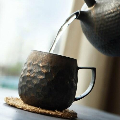 Retro ceramic mug, office drinking cup, tea cup, gilt glazed personal cup, creative home, simple coffee cup