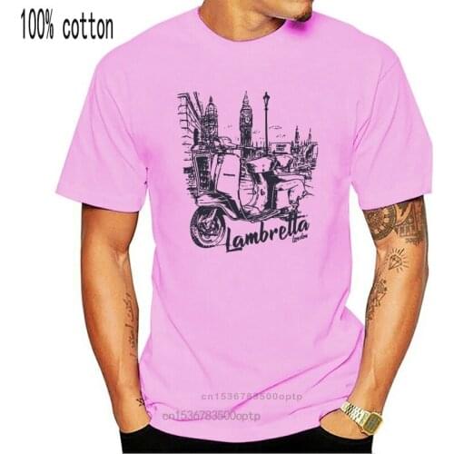 Lambretta Mens Grey London Cityscape 100% Cotton Retro T Shirt Hot Summer Casual Tee Shirt
