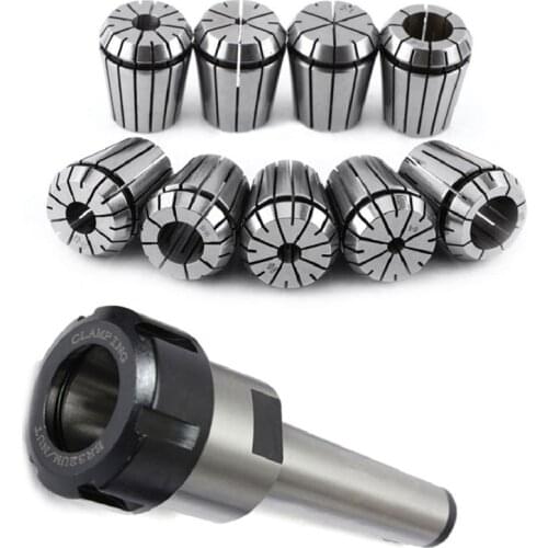 10Pcs ER32 Spring Collets Set 2/4/6/8/10/12/16/18/20mm + MT3 M12 ER32 Collet Chuck Morse Taper Holder