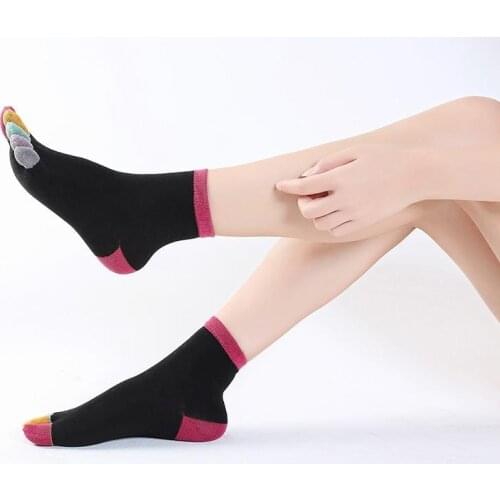 Five Finger Socks Autumn And Winter Womens Pure Cotton Medium Tube Socks Cotton Korean Version Sweat Socks Set