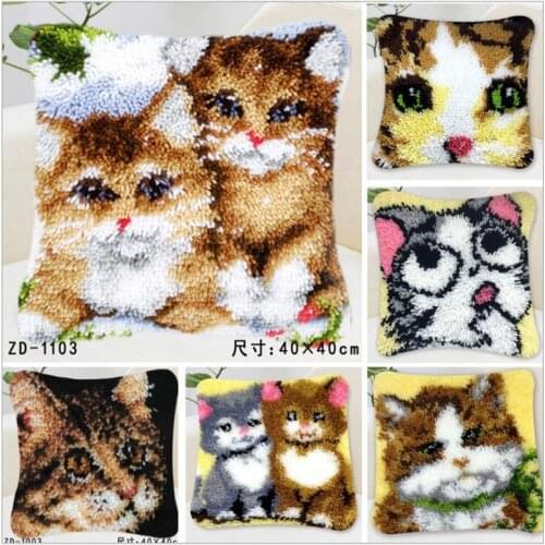 Oneroom cross stitch pillow Placemats "do it yourself" method of needlework kit latch hook rug kit embroidered pillow ZD665 cat