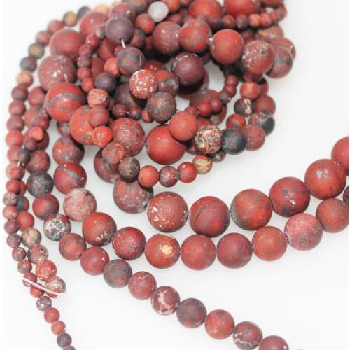 Bulk Wholesale Matte Red Brecciated Jaspers Natural Stone Beads for Jewelry Making 4 6 8 10 12mm DIY Bracelet Necklace