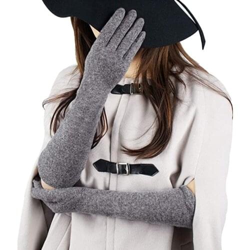 New Womens Arm Warmer Merino Wool Long Gloves Mittens Touchscreen Knit Elbow Gloves Winter Outdoor Caming Keep Warm Gloves