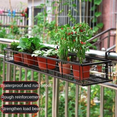 Balcony hanging flower rack household windowsill succulent green rose pot hanging rack iron fence shelf