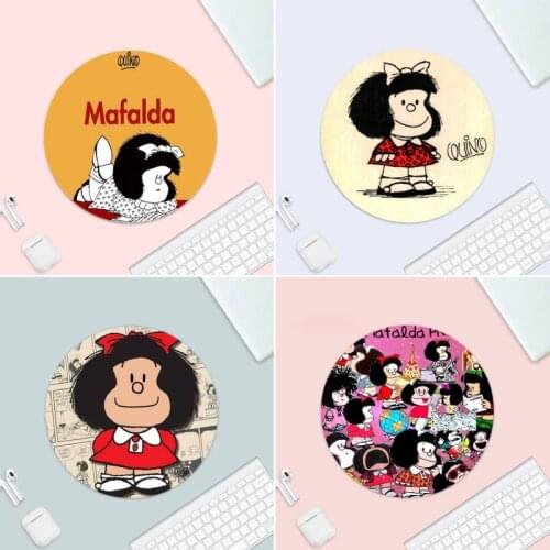 Mafalda Girl Durable Rubber Pad Mice Retail Small Rubber Mousepad Desk Table Protect Game Office Work Round Mouse Mat pad