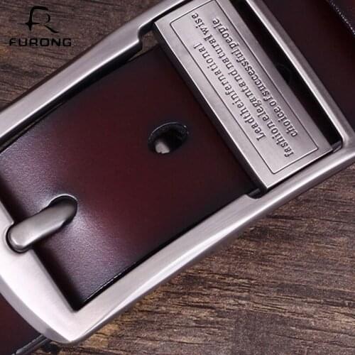 FURONG Genuine Leather Men Belts Modern Male Waist Belt Fashion Pin Buckle Black Brown Color Designer Real Cow Leather Belt