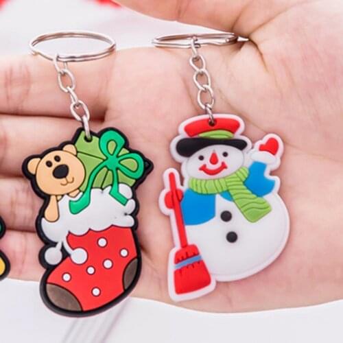 XMAS Key Ring Key Chains Cartoon Cute Santa Keychain Christmas Sock Keychain Cartoons Girlfriend Snowman Decor Couple Key Ring