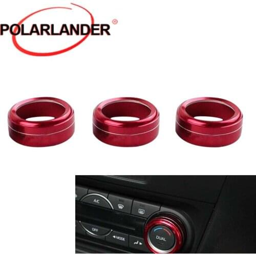 Car Air Conditioning Knobs Decorative Circle Aviation Aluminum Red /Blue /Gold For Mazda 3 Angkesaila Car Circle Accessory