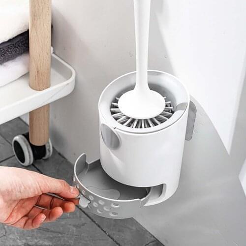Silicone Toilet Brush For WC Accessories Drainable Toilet Brush Wall-Mounted Cleaning Tools Home WC Bathroom Accessories Sets
