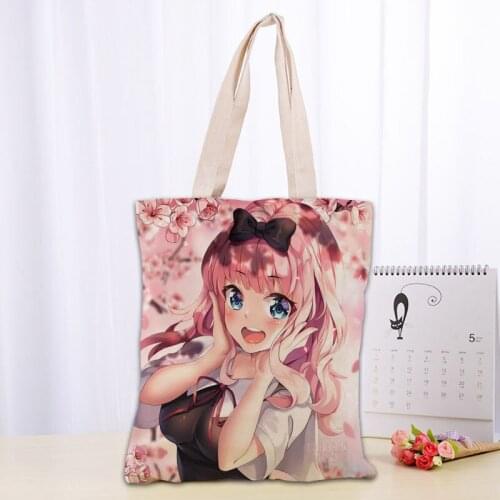 Kaguya-sama:Love Is War Tote Bag Popular Foldable Shopping Bag Reusable Eco Large Unisex Canvas Fabric Shoulder Bag Tote 0303