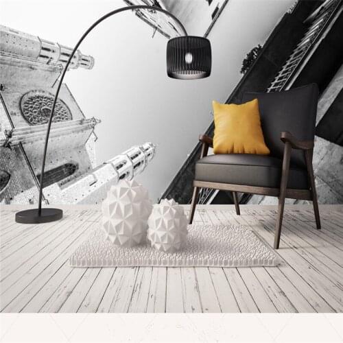 Vintage Murals Classic Black White Photo Wallpapers 3D Old City Theme Wallpapers for Living Room Bedroom Background Home Decor