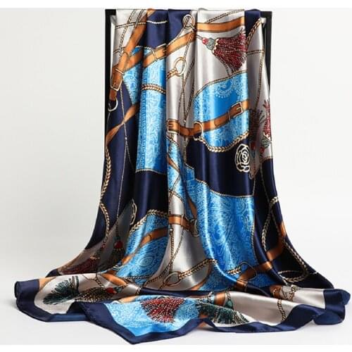 Summer Satin Square Scarf For Women Luxury Silk Shawl Hair Bands Foulard Hijab Neckerchief Female Head Wraps Headband Bandana