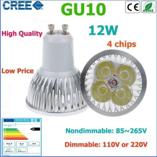 10 Free shipping High power CREE Led Lamp Dimmable GU10 9W 12W 15W 85-265V Led spot Light Spotlight led bulb downlight lighting