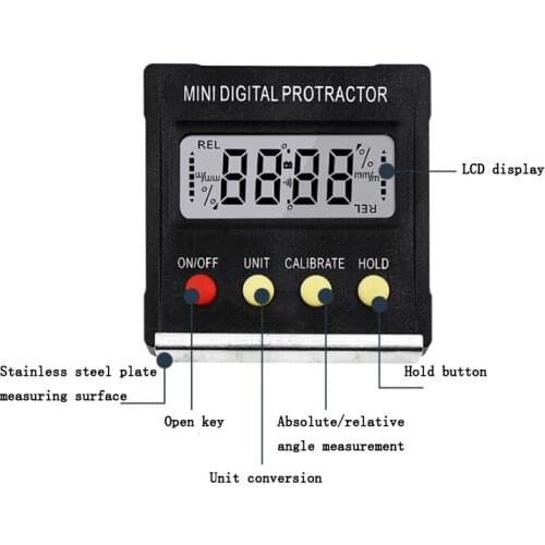 360 Degree Mini Digital Protractor Inclinometer Electronic Level Digital Display Protractor Magnetic Base Measurement Tool