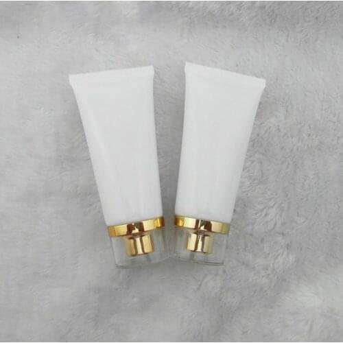 50 ml 50 lot of white PE plastic hose / Golden Acrylic screw cap / cream emulsion lotion tube packaging empty bottles