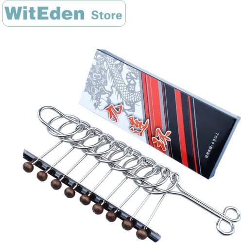 9 Interlink Chain of Rings 3D Metal Wire Puzzles Classic Knot Intelligence Buckle Interlocking IQ Collection Educational Toys