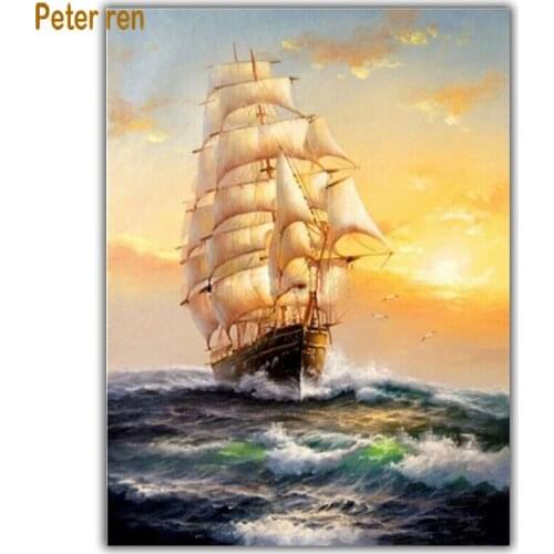 Diy Diamond painting cross stitch landscape 5d Square\Round mosaic Rhinestone Full Diamond embroidery Smooth sailing Sea surface