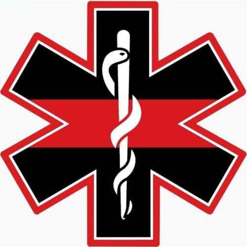 Reflective Cover Scratches Anti-UV Waterproof Car Sticker EMT Cross Red Line Hard Hat Personality The Tail of The Car Decal