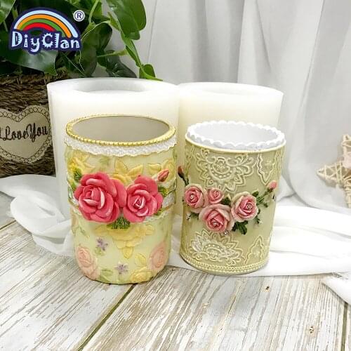 Big Size European Style Vase Silicone Mold Handmade Plaster Cement Resin DIY Potted Plants Pen Holder Decoration Making Mould