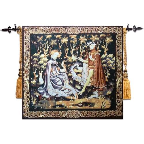 European Style Medieval Palace Decorative Tapestry Wall Hanging Dobby Blanket Baron Theme Picture Home Decoration