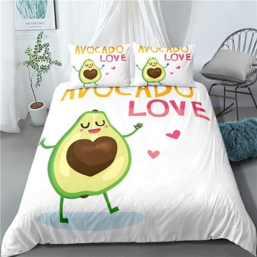 3D Avocado Printed Badding set kawaii Cartoon Twin/Full/Single/Queen/King size kids Duvet Cover set With Pillowcase set