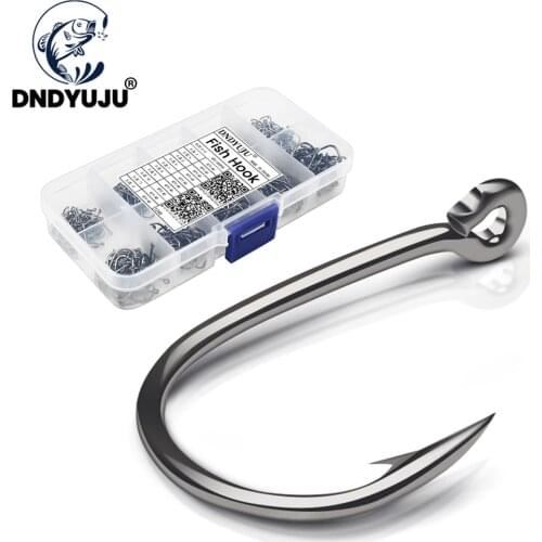 DNDYUJU 500pcs/box Circle Carp Eyed Fishing Hook Size 6#-15# Ring eye Fish Hooks Fishing Hooks Single Jig Fish Hook Tackle