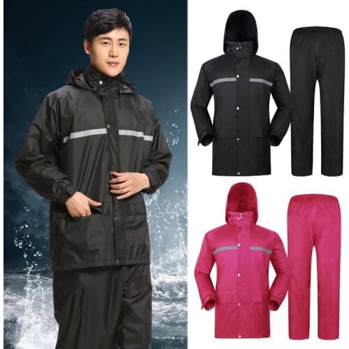 Rain Suit Jacket & Pants Suit Raincoat Unisex Outdoor Waterproof Anti-Storm Hooded Lightweight Breathable Rain Wear UD88