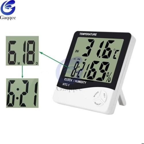 For HTC-1 Indoor Room LCD Electronic Temperature Humidity Meter Digital Thermometer Hygrometer Weather Station Alarm Clock