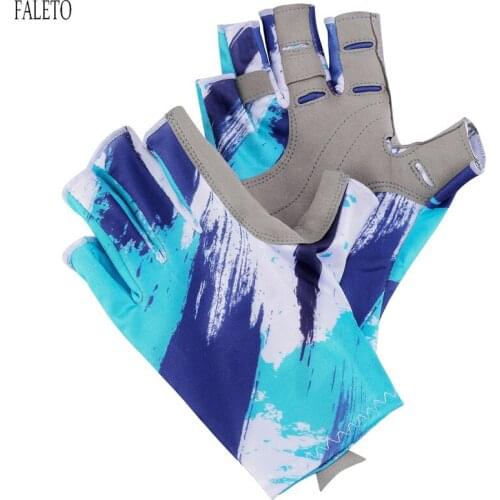 Faleto Mens Summer Fishing Gloves Fingerless Breathable Outdoor Sports Cycling Golf Gloves Men Hands Protection Gloves