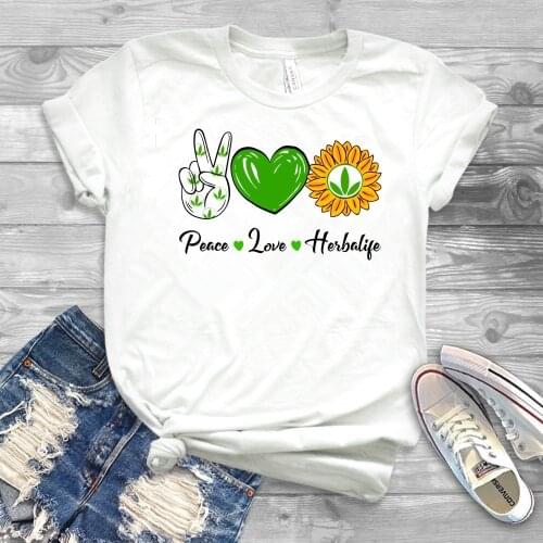 Peace Love Herbalife T-shirt Cute Sunflower Graphic Tee Ladies Fitted Tee Women Herbalife 24 Shirtd Vintage Aesthetic Tops