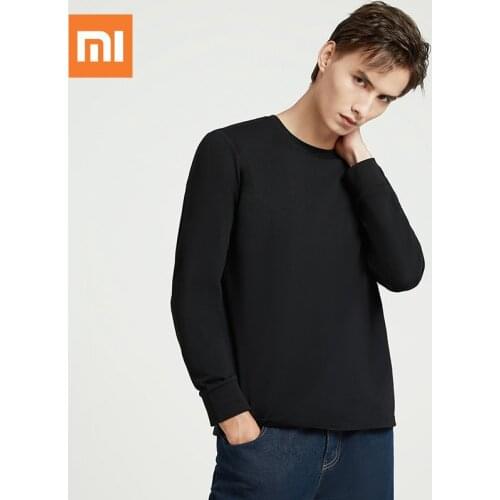 Xiaomi CottonSmith Graphene Far Infrared Heating Long Sleeve T-shirt for Men Casual T shirt Mens Basic Tee Shirt Male Clothes