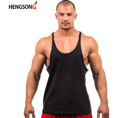 HENGSONG New Mens T-shirts Sleeveless Sportswear Training Fitness Sports Athletic Vests Mens Sports Top Size M - XXL