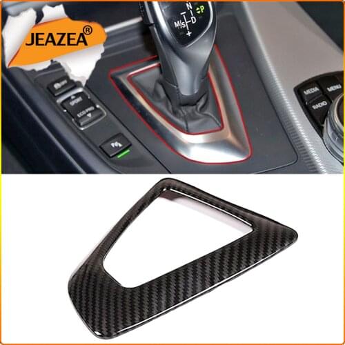 JEAZEA Carbon Fiber ABS Gear Shift Knob Base Frame Trim Cover Sticker Fit For BMW 1 2 3 4 Series / GT Car Accessories