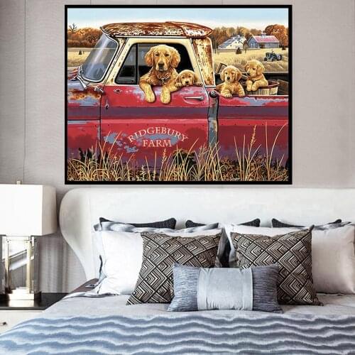 Oil Painting By Numbers "DOG " Drawing on Canvas HandPainted Art Gift DIY Picture By Number Kits Wall Decor