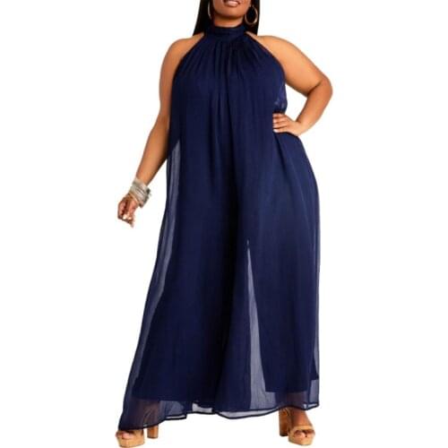 Wide Leg Pant Jumpsuits Playsuit Dashiki African Jumpsuit For Women Sexy O-Neck Rompers Fashion Blue Streetwear Overalls