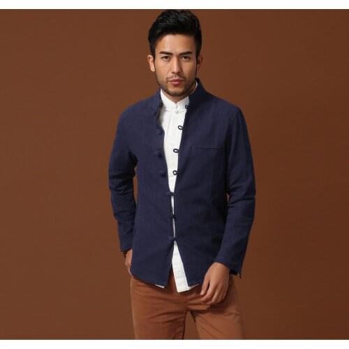 Top Selling China Men Cotton Linen Kung Fu Jacket Black Spring Long Sleeves Coat hombre chaqueta Size M L XL XXL XXXL