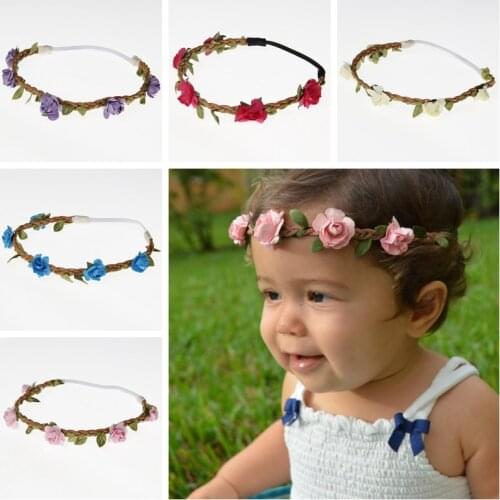 5pcs/lot Fashion Newborn Baby Paper Flower Wreath Elastic Kids Garland Hairband Hair Accessories Children Birthday Gifts