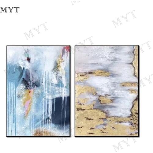 MYT Handmade High Quality Abstract 2 Pieces Oil Painting on Canvas Abstract Canvas Painting for Living Room Pictures Framed