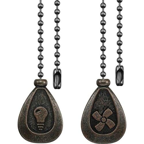 2Pcs Bronze Ceiling Fan Pull Chain Set, Decorative Fan Pull Chain Pendant Extension, Lighting & Fan Beaded Ball Fan Pull