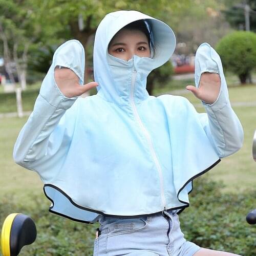 Sun protection jackets Women Rainproof Riding Ultralight Anti-UV Jackets Women Fashion Solid Sunscreen Hooded Cycling Coat