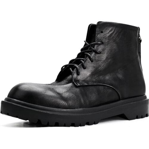 Autumn Winter Thick bottom Short Boots Riding Boots men Chelsea Boots Zipper High top Fashion Boots Men Shoes Cowhide